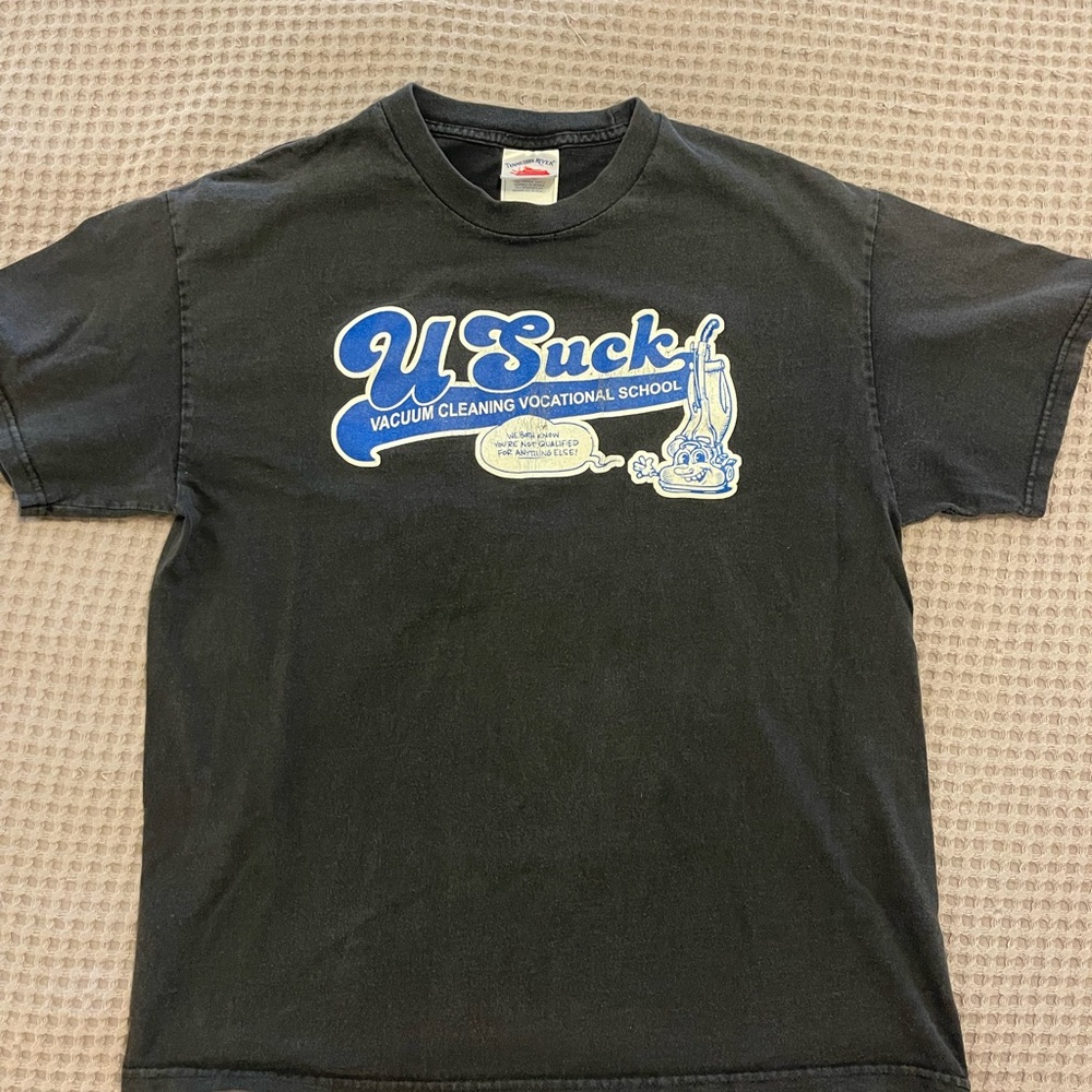Vintage Black Comical Graphic Tee Unisex Large